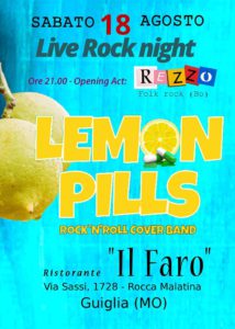 LEMON PILLS Live Rock Night - Roccamalatina - Ristorante Il Faro - Locandina